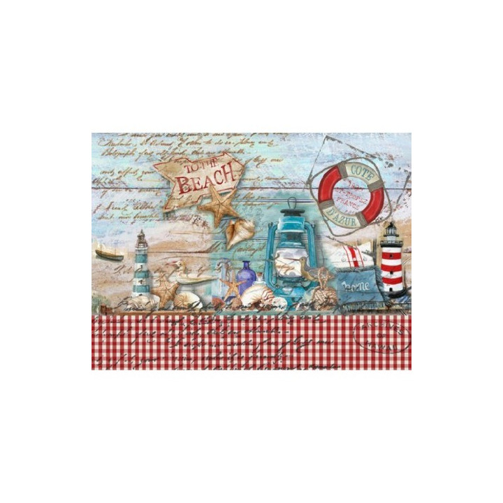 Papel De Arroz FONDO MARINO LETRAS BEACH