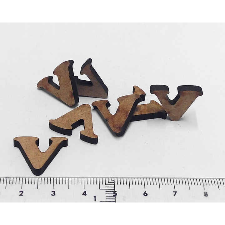 Silueta en DM -V- Mini letra 1.5 cm DM.