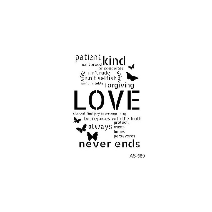 Stencil AS569 LOVE NEVER ENDS 21x30