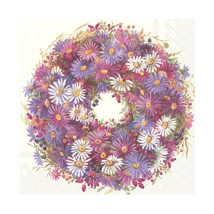 Servilletas 33x33 cm - COURONNE DE FLEURS cream