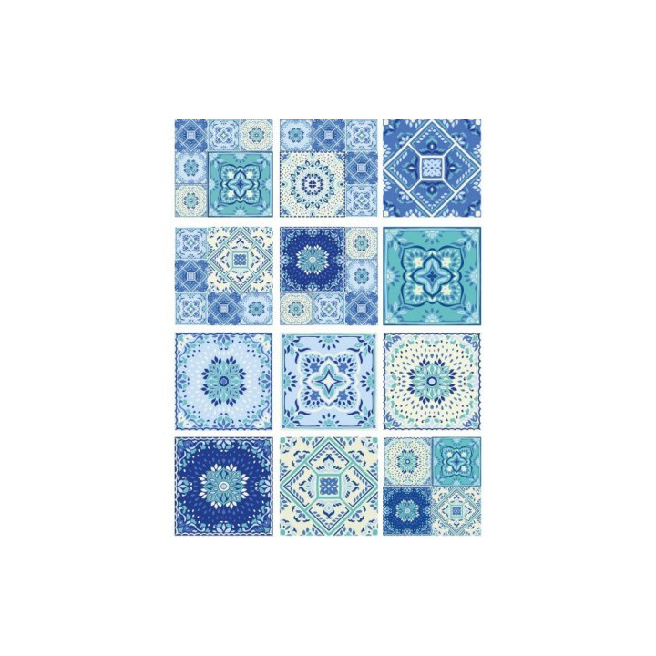 Papel de Arroz TILES BALDOSAS AZUL MIX