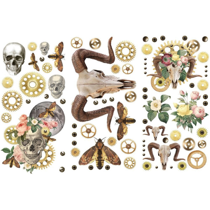 Finnabair Boho Skulls 6x12 Inch Mini Rub On Transfers