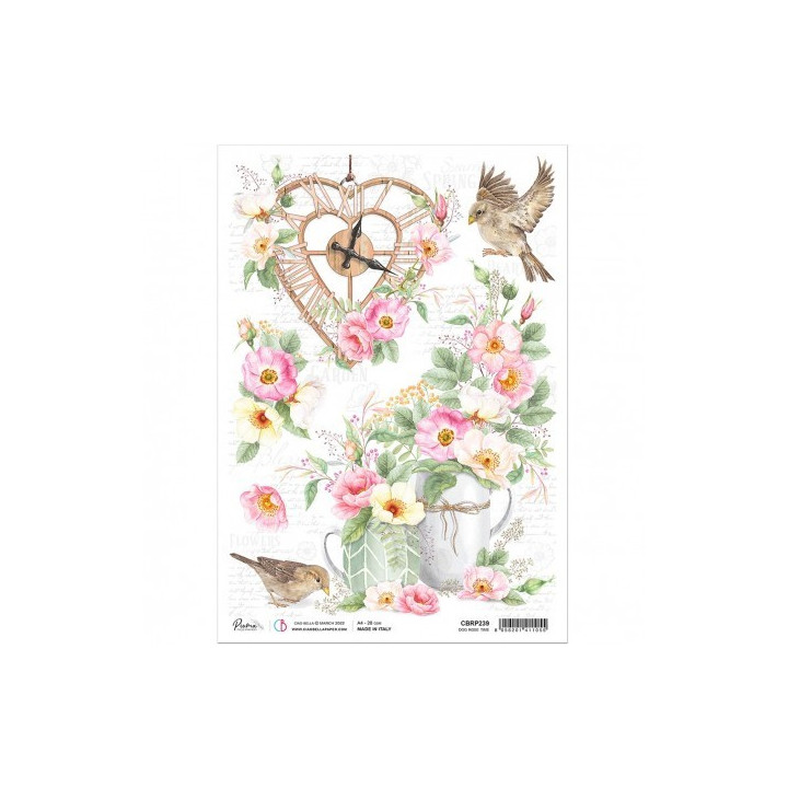 Rice Paper A4 Dog Rose Time