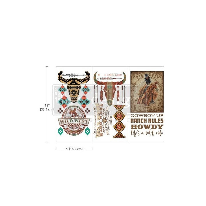 Wild West 6x12 Inch Decor Transfers