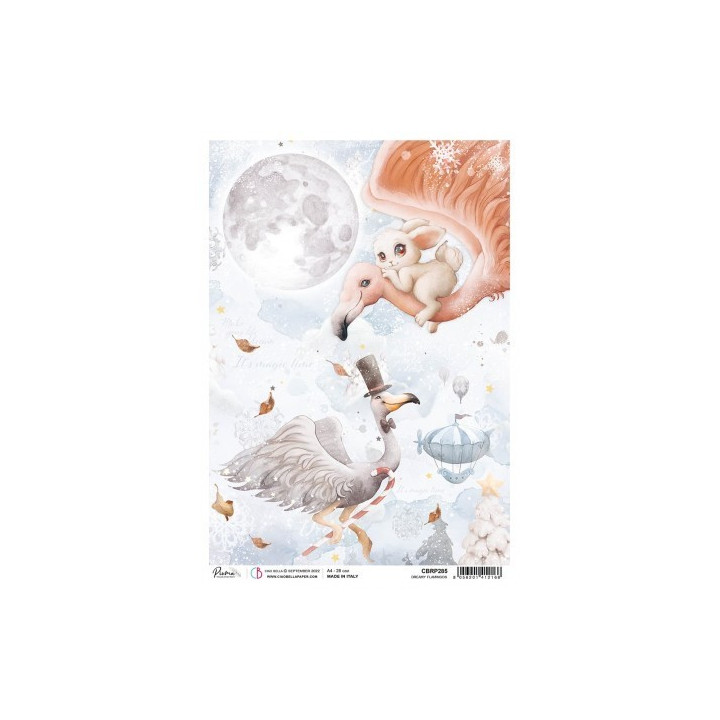 Rice Paper A4 Piuma Dreamy flamingos