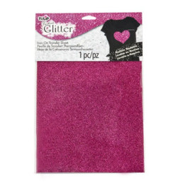 Iron-On Transfer Sheets Fashion Glitter Pink (1pcs) (32477)