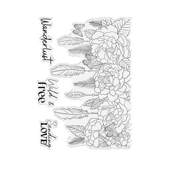 Bohemian Collection Clear Stamp Enchanting Floral Feather