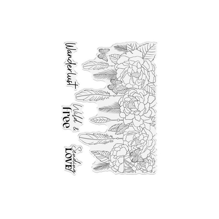 Bohemian Collection Clear Stamp Enchanting Floral Feather*