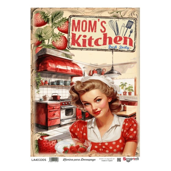 LAMINA DECOUPAGE A4-230 Mom's kitchen*