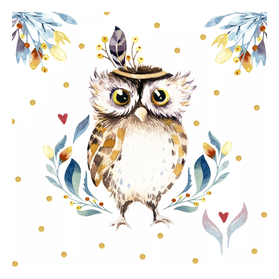 Servilletas 33x33 cm - Flower Owl