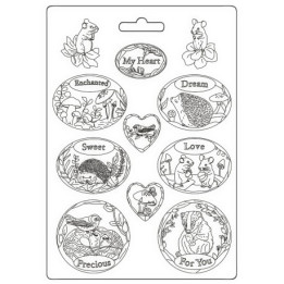 Stamperia Soft Mould A4 Magic Forest hojas y candados