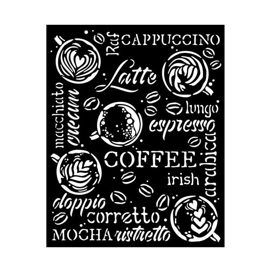 Stencil Stamperia 20x25 Coffee and chocolate cappuccino