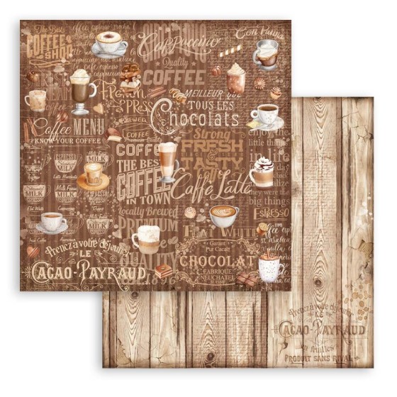 Colección Scrap Stamperia 20.3x20.3 backgrounds coffee and chocolate