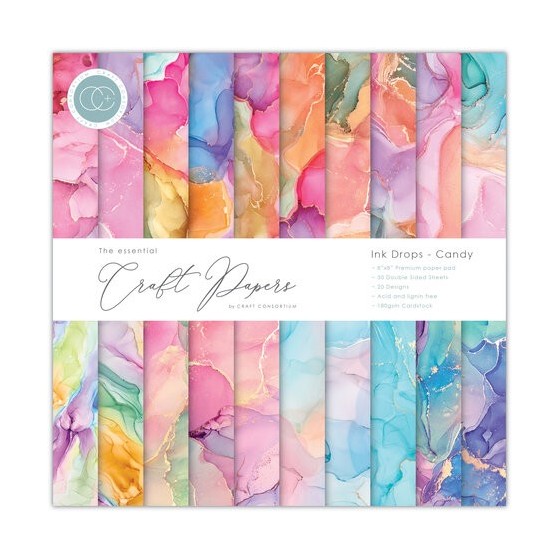 copy of Essential Craft Papers 8x8 Inch Paper Pad Ink Drops Ocean (CCEPAD018E)