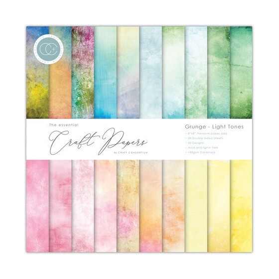 Essential Craft Papers 8x8 Inch Paper Pad Grunge Light Tones (CCEPAD008E)