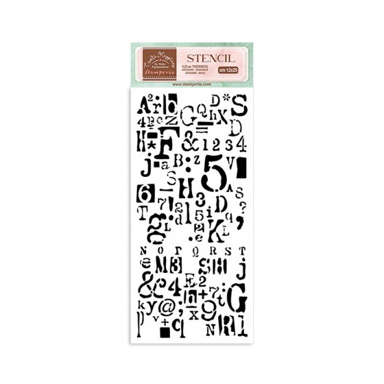 Stencil Stamperia Create Happiness Letras y numeros 2 12x25 cms