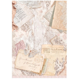 Papel de Arroz Romance forever letras Stamperia A-4