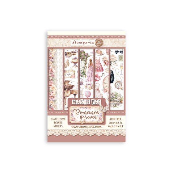 Washi pad 8 hojas A5 Romance forever Stamperia