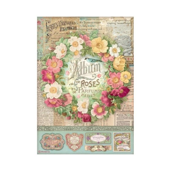 Papel de Arroz Rose Parfum Album de rosas Stamperia A-4
