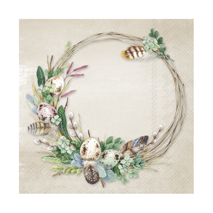 Servilletas 33x33 cm - EGG WREATH light brown