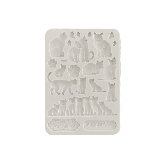 Stamperia Silicone mold A5 Orchids and cats gatos