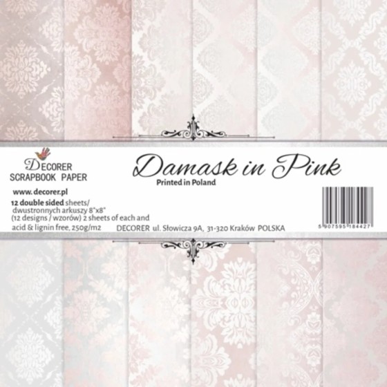 Damask in Pink 8x8 Inch Paper Pack (Double-sided) (DECOR-B44-442)*