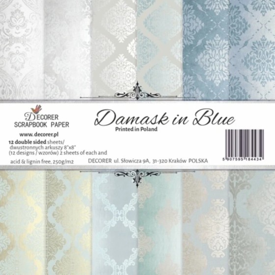Damask in Blue 8x8 Inch Paper Pack (Double-sided) (DECOR-B44-443)*