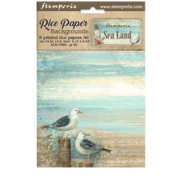 Kit 8 Papeles arroz A-6 backgrounds Sea Land Stamperia