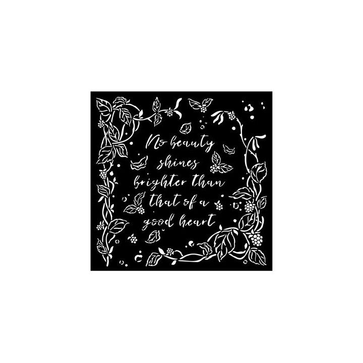 Stencil Stamperia hojas y manuscrito 18x18 cms