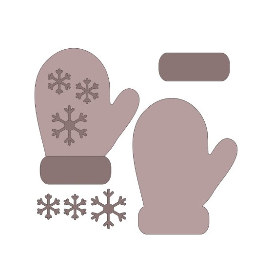 Formas decorativas Stamperia : guantes y copos de nieve