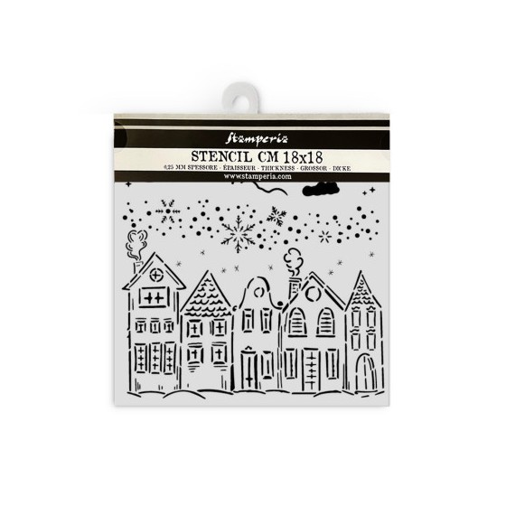 Stencil Stamperia Classic Christmas houses 18x18 cms