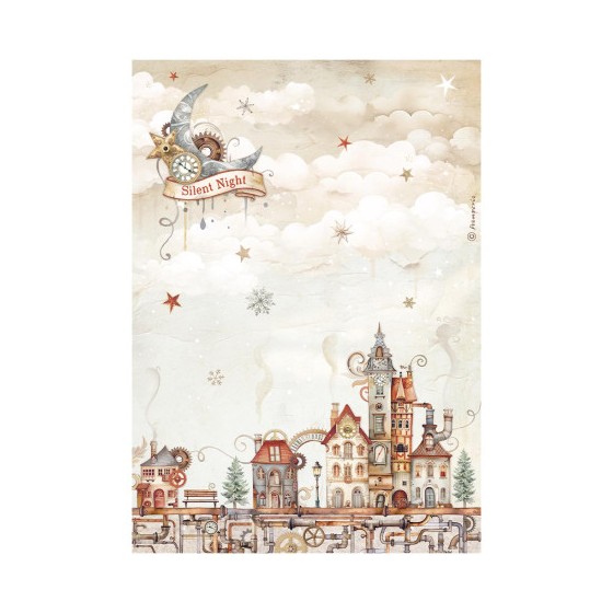 Papel de Arroz Gear up for Christmas casas Stamperia A-4-