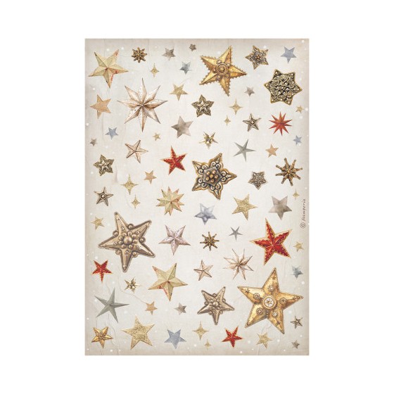 Papel de Arroz Gear up for Christmas estrellas Stamperia A-4-