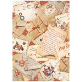 Papel de Arroz Gear up for Christmas postales Stamperia A-4-.