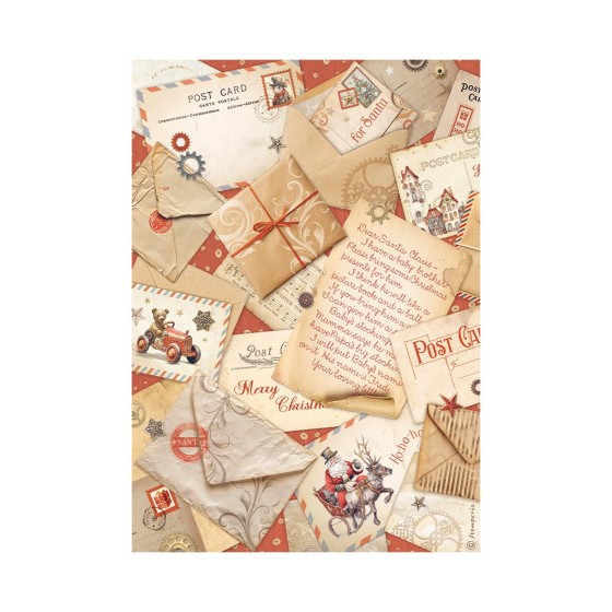 Papel de Arroz Gear up for Christmas postales Stamperia A-4-