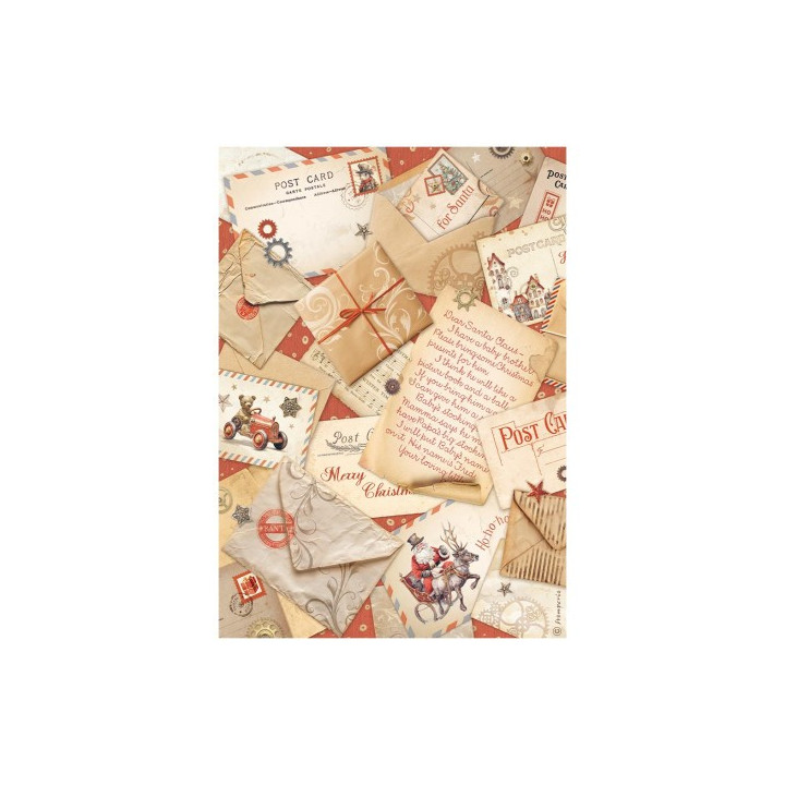 Papel de Arroz Gear up for Christmas postales Stamperia A-4-.