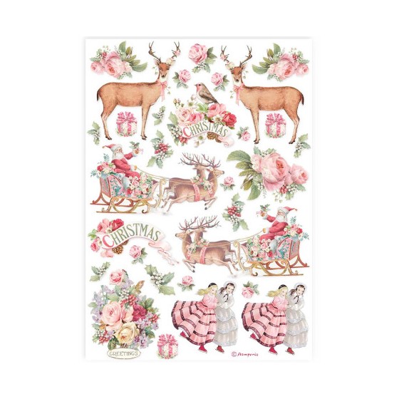 Papel de Arroz Pink christmas Stamperia A-4-