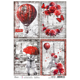 Rice Paper A4 Paris Je t'aime cards.