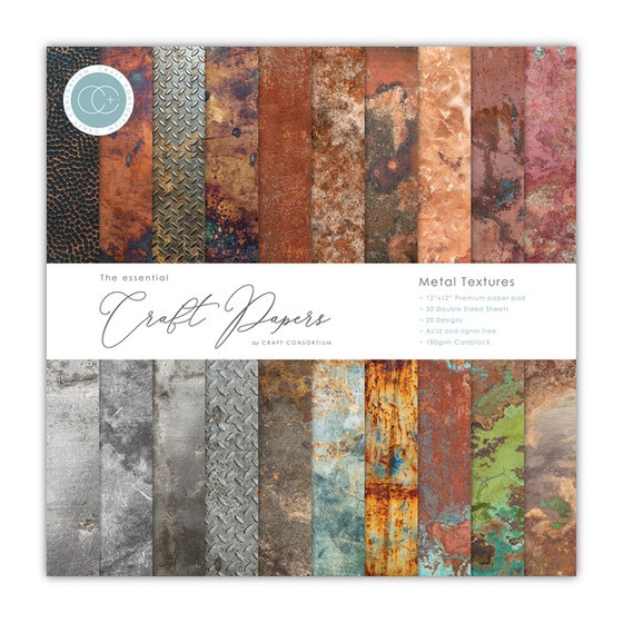 Essential Craft Papers 8x8 Inch Paper Pad Metal textures (CCEPAD008E)