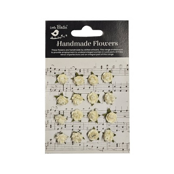 Little Birdie 16 pc Beeded Micro Roses Ivory Pearl