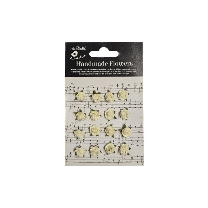 Little Birdie 16 pc Beeded Micro Roses Ivory Pearl.***