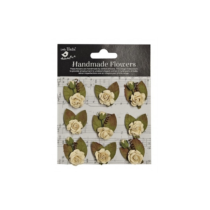 Little Birdie 9 pc Mini Rose Cream.***