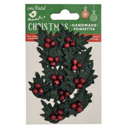 Little Birdie 10 pc Holly Berries Green & Red.***