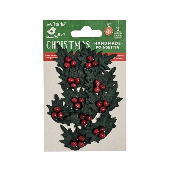 Little Birdie 10 pc Holly Berries Green & Red