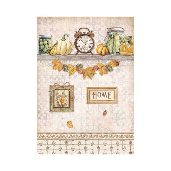 Papel de Arroz Golden harmony Reloj y Calabazas Stamperia A-4