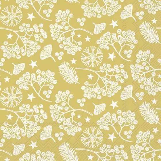 Servilletas 33x33 cm - BRIGHT WINTER BRANCHES gold-