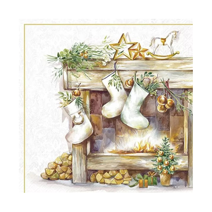 Servilletas 33x33 cm - COZY FIREPLACE gold-