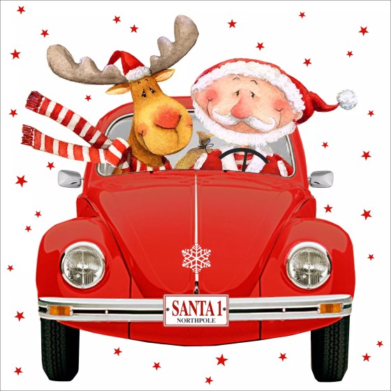 Servilletas 33x33 cm Atelier - Santas Red Car-