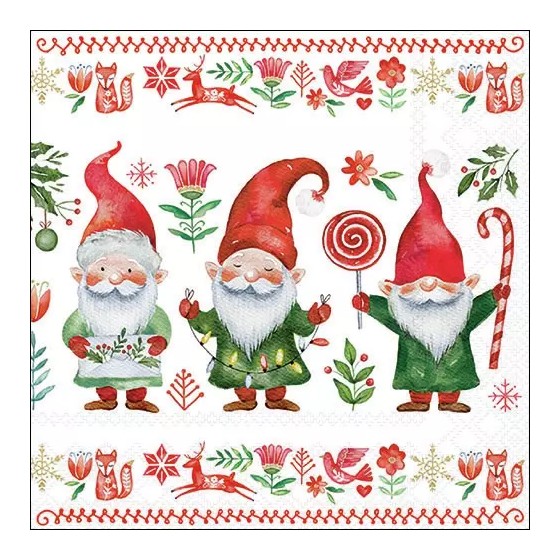 Servilletas 33x33 cm - Gnomes fun-