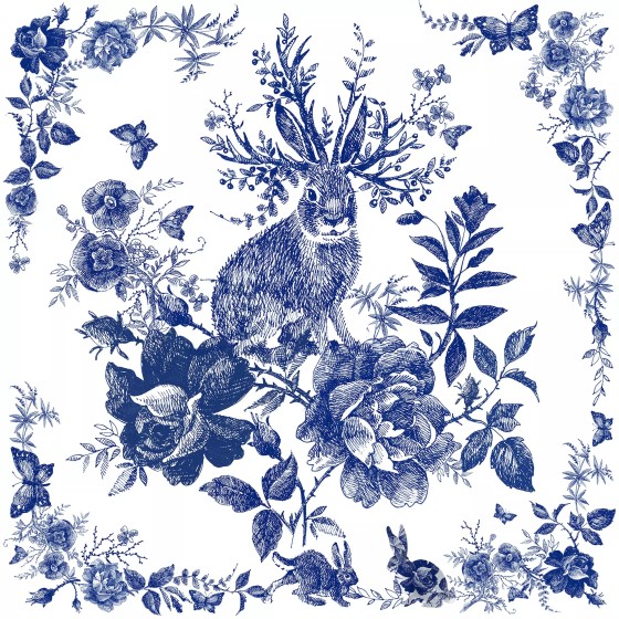 Servilletas 33x33 cm - Fairytale Hare blue-